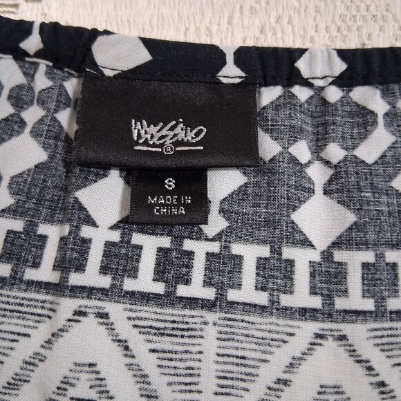 Mossimo Black White Print Dress Women's Size S 3/4 Sleeve Knee Length Casual - Picture 4 of 9